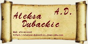 Aleksa Dubačkić vizit kartica